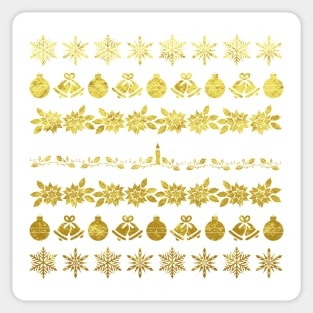 Golden Christmas Silhouette Pattern Sticker